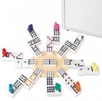 Domino Mexican - Train dubbel 12 aluminium koffer Inhoud - mox spellen