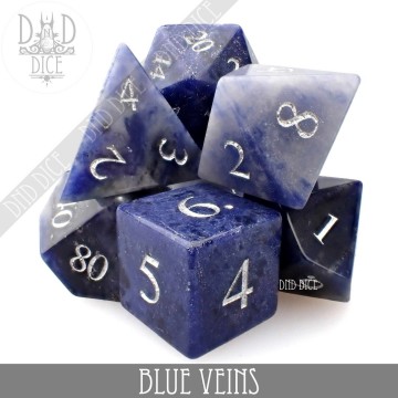 Blue Veins | Gemstone | 7 Dice Set