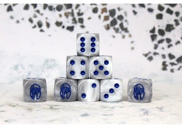 City states faction dice on gray swirl dice