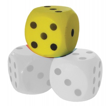 Dobbelsteen schuimrubber geel