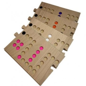 Tokkenspel puzzel aanvulset 4 naar 8 oranje paars roze wit mox spellen